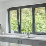 Slim-frame aluminum window in a modern home