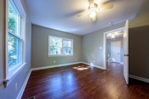 Bay window in a bright living room
