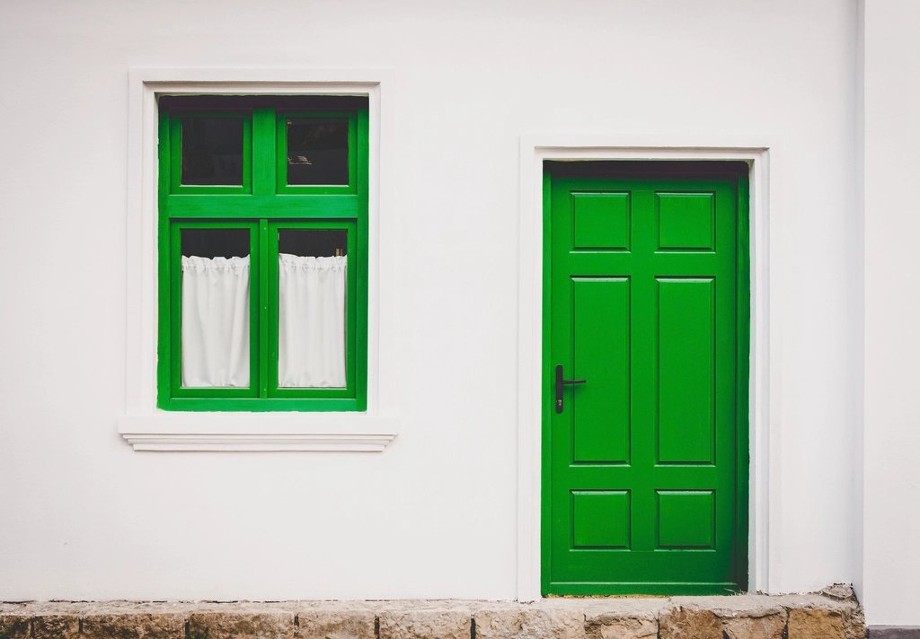 Modern front entry door on a home