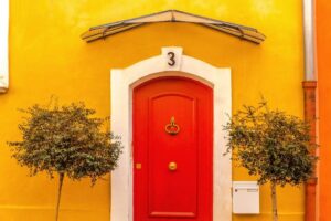 Bold front door color boosting curb appeal