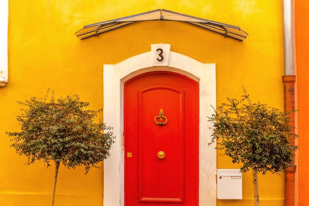 Bold front door color boosting curb appeal