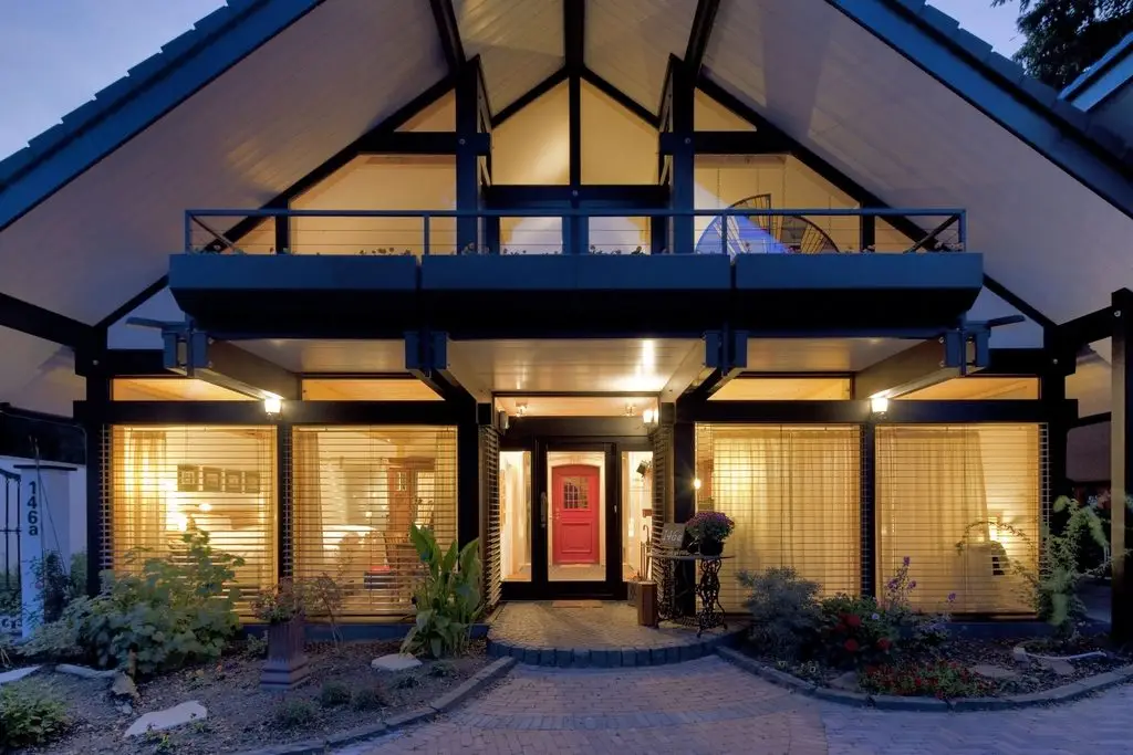 Modern home exterior showcasing uPVC and aluminum framed windows